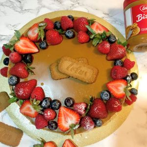 Biscoff Cheesecake topped with berries